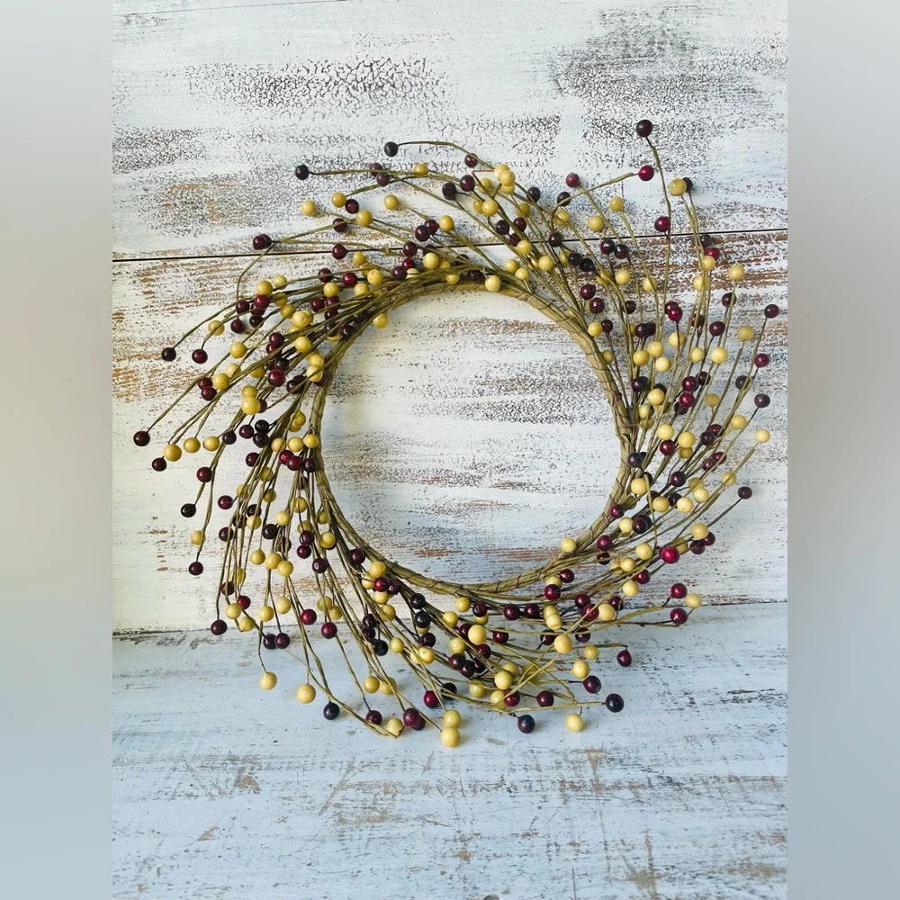 *Waterproof Burgundy & Gold Berry Wreath